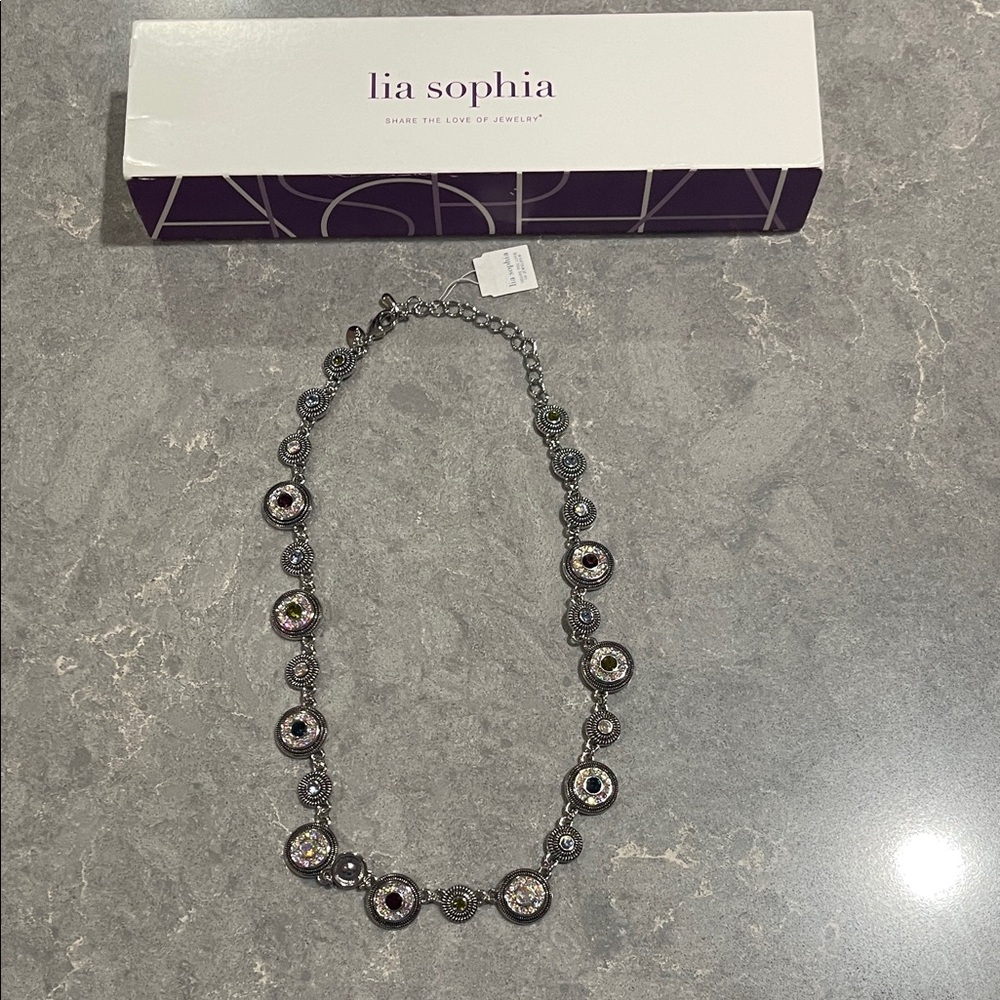 Lia Sophia Silver Necklace with Green Accents Pretty Please